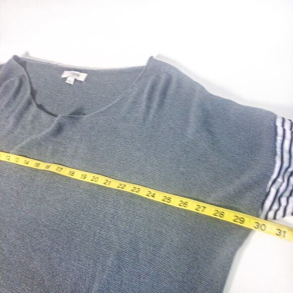 Umgee Gray Knit Sweater with Striped Sleeves Sz L - Picture 9 of 10